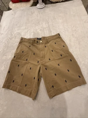 Polo Ralph Lauren All Over Pony logo Chino Shorts Mens 36 Khaki Classic Fit 9” - Image 1 of 4