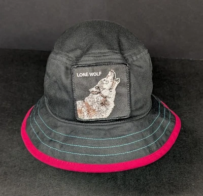Goorin Bros Lone Wolf Bucket The Farm Sombrero Gorra Negro Turquesa Rosa Parche Talla Lrg Foto 1 de 4