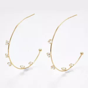 Cubic Zirconia Stud Earrings Real 18K Gold 48x48.5x4.5mm 0.7mm P217 - Picture 1 of 2