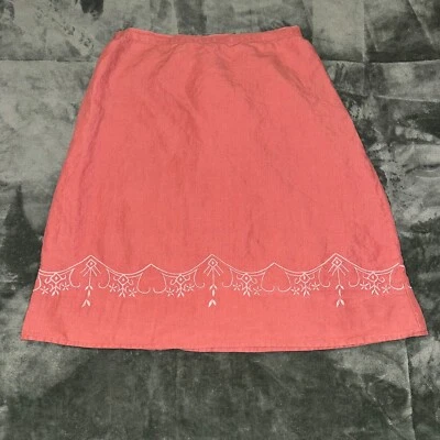 Falda Of The Earth cáñamo línea A para mujer mediana naranja bordada cintura elástica Foto 1 de 4