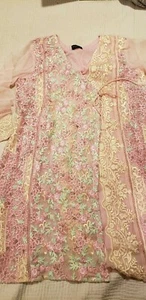 Pakistani/Indian Women's Pink Embroidered Chiffon Original Agha Noor Shirt - Picture 1 of 9