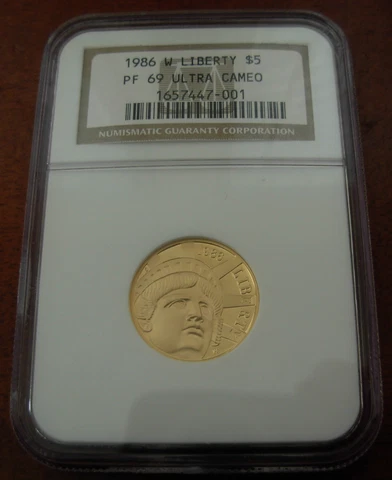 US 1986 W Gold $5 NGC PF69UC Liberty Cover