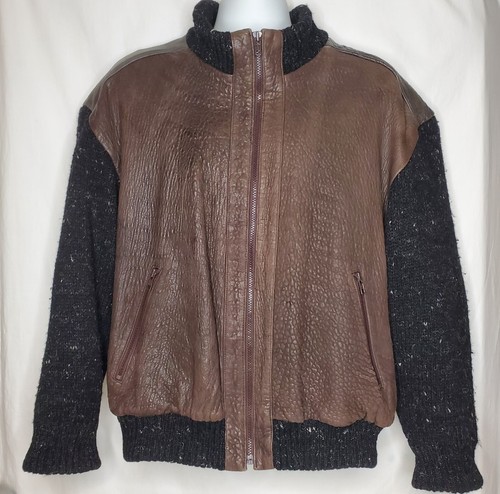 SAINT LAURENT (YSL) Giacca pelle vintage Yves Saint Laurent anni 80 stile bomber taglia 40 fodera misto lana