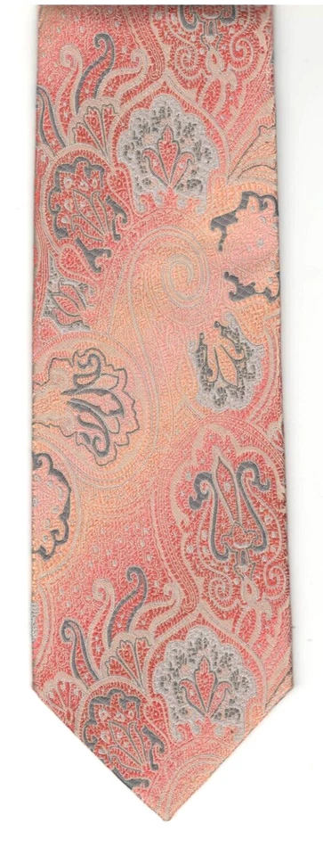 Corbata de cachemira color cobre y plata Bruno Piattelli Roma 100 % seda 3" de ancho Foto 1 de 1