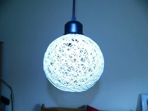 Rustic Modern Rattan Wicker 15cm Round Basket Style Pendant Light  Cream - Picture 1 of 7