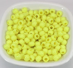 500 Yellow Acrylic Round Pony Beads 6X4mm for Kids Craft Kandi Bracelet - Picture 1 of 7