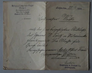 Campo Di Prigioniero Di Guerra Giessen 1916 Del Cal Martin Reg. Inf. 153 - Picture 1 of 7