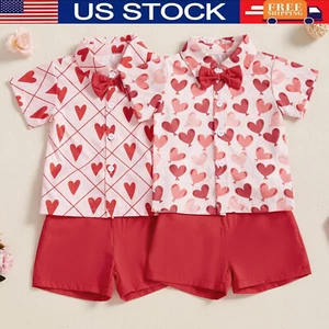 Baby Boys Summer Clothes Set Button Down Shirt+Shorts Outfits Toddler Clothing - Picture 1 of 14