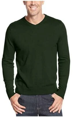 Suéter masculino John Ashford verde floresta algodão gola V - Tamanho P - Novo com etiquetas - Imagem 1 de 4