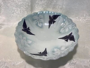 ANTIQUE DECORATIVE LUSTRE WARE LOOK BLUE BIRD PATTERN SERVING BOWL - Picture 1 of 5