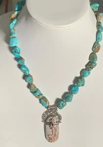 Vintage Sajen pendant on turquoise nugget  necklace-DHB - Picture 1 of 10