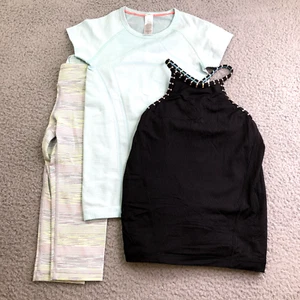 Ivivva Activewear Outfit Set Girls 6 Leggings Tank Top Short Sleeve Comfort - Picture 1 of 12