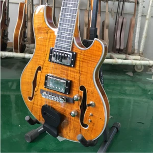 Tastiera in ebano Languedoc chitarra elettrica gialla spaccata top&back spedizione gratuita - Foto 1 di 9