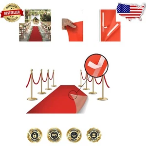 Luxurious 3x50 Foot Red Carpet Runner with Adhesive Tape for Secure Placement - Picture 1 of 9