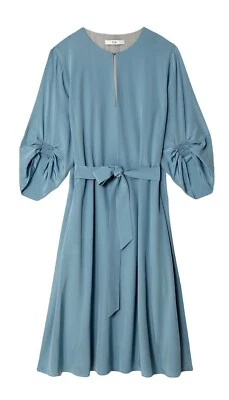 Vestido TIBI Marta Manga Calada 100% Seda US6/AU10 Azul Cambio Midi Capa Túnica Foto 1 de 4