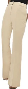 Womens Beige Taupe Fitted Waist Stretch Bengaline Trouser Belt Loops 31.5" Leg - Picture 1 of 5