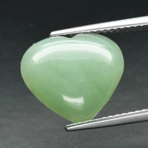JADE 3.26 ct Light Green Heart Cabochon 14.7x12.4x2.3mm Type - A - Natural Burma - Picture 1 of 24