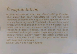 Sutter's Mill 24K Gold Plated Putter RH 35" SAS Shoemakers in Box W/HC - Picture 1 of 4