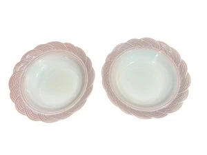 2 Pier 1 Pink White Basketweave 8.75" Salad Bowls, Made in Italy - Picture 1 of 5