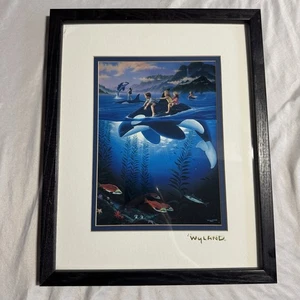Wyland & Jim Warren “Whale Rides” Art Print Matted 8” X 10” 1994 Frame - Picture 1 of 3