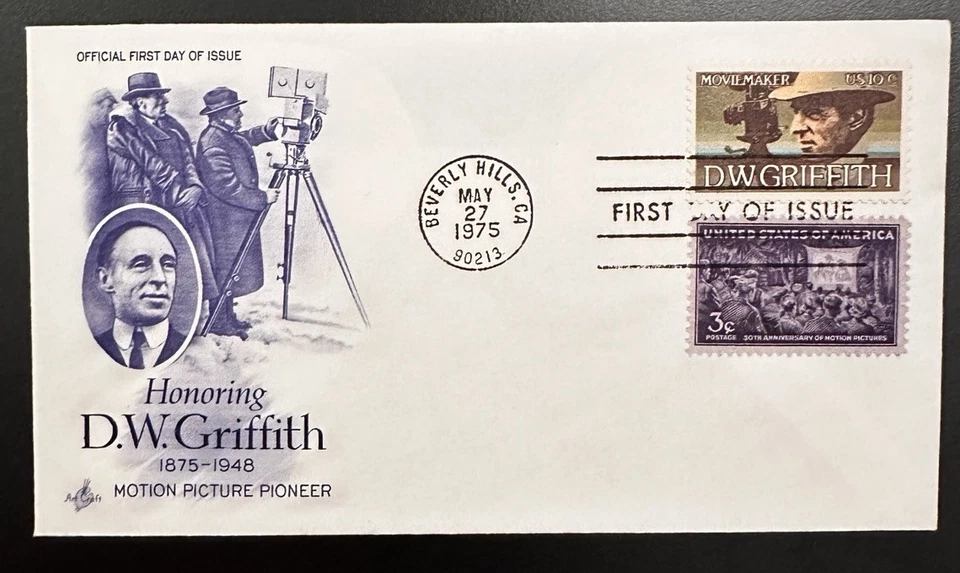 Sc 1555 / 926 combo SEV# 1C D.W. Griffith ArtCraft color variety FDC purple XF - Image 1 of 1