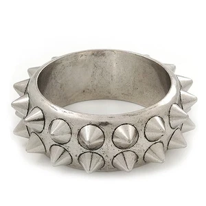 Burn Silver Effect Stud Bangle Bracelet - 17cm Length (for smaller wrists) - Picture 1 of 6