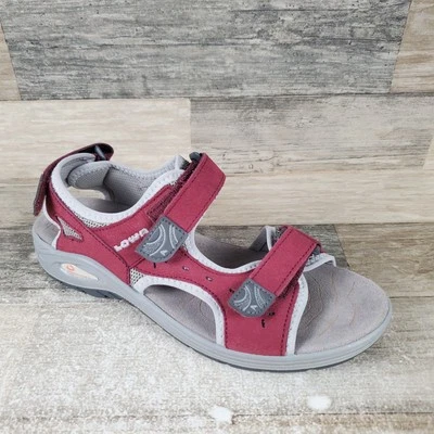 Sandalias de senderismo Lowa Urbano para mujer talla 8,5 cuero nobuck borgoña gancho y bucle Foto 1 de 4