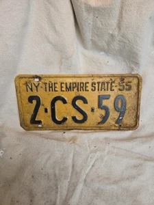 VINTAGE NEW YORK EMPIRE STATE 1955 LICENSE PLATE 2-CS-59 - Picture 1 of 1