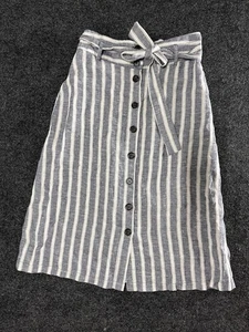 Christian Siriano Rock Medium Leinen Knopfleiste blau gestreift Taschen maritim - Bild 1 von 5