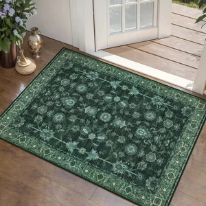 Tappeto da Ingresso Verde Lavabile, 2x3 Tappeti da Lancio Piccola Area per Ingresso Antiscivolo, Di... - Foto 1 di 9