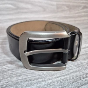 Genuine Leather Belt Mens 46 Black Single Prong Metal Buckle Smart Casual - Picture 1 of 9