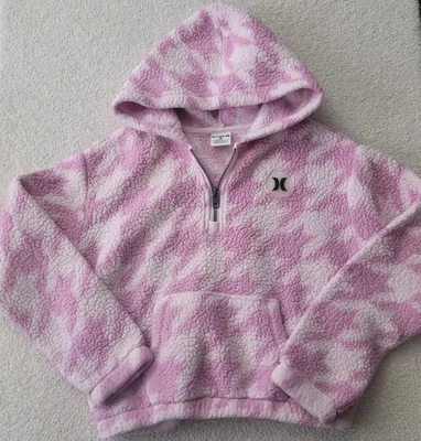 Chaqueta con capucha Hurley rosa polar para niños talla mediana pata de gallo  Foto 1 de 4