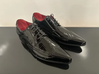 Rossellini Men’s Black Patent Wingtip Shoes UK 8 US 9.5 - Image 1 of 4
