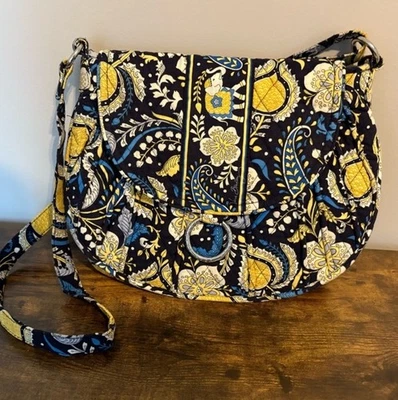 Vera Bradley Crossbody Purse Bag Floral Print, Blue Yellow Black - Image 1 of 4