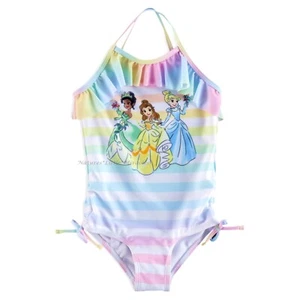 Disney Princess Swimsuit Toddler Girls Size 2 3 4 Swim 1 Piece Belle Tiana NWT - Picture 1 of 3