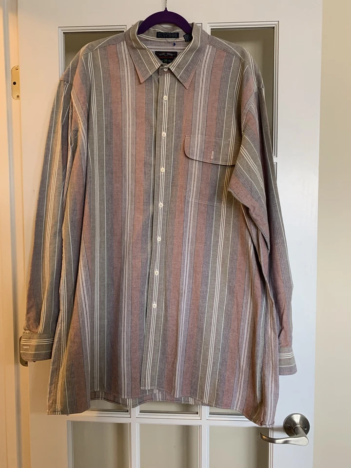 VTG Members only button down long sleeve collared striped 100% cotton 2XL Tall - Image 1 of 4