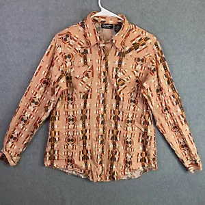 Wrangler Retro Women‘s Top White Aztec Navajo Button Up Pearl Snap Size Large - Picture 1 of 16