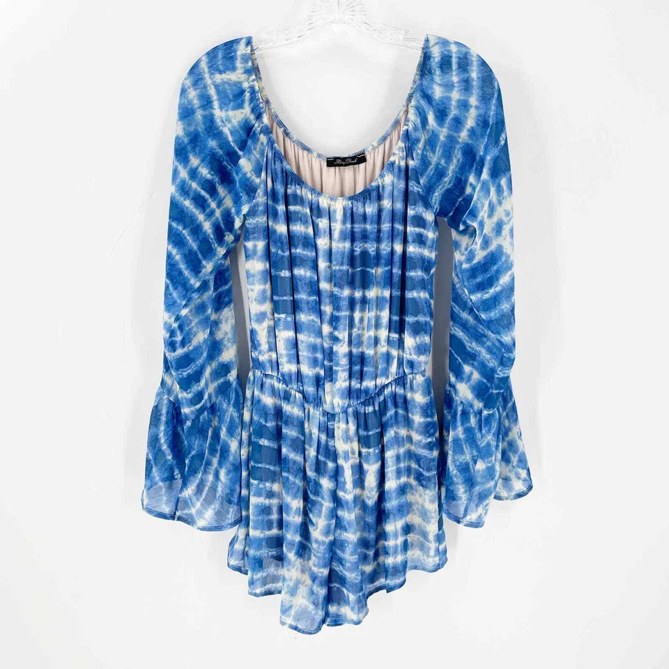 Mameluco de manga larga a rayas Honey Punch Tie Dye azul Foto 1 de 4