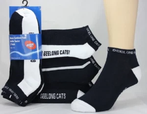 Geelong Cats Official AFL Ladies and Youths 3 Pack Cushion Foot Ankle Socks - Picture 1 of 1