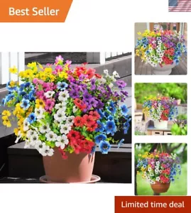 Artificial Flowers for Outdoors, 12 Bundles Fake Outdoor Flowers Faux Plants, UV - Picture 1 of 8