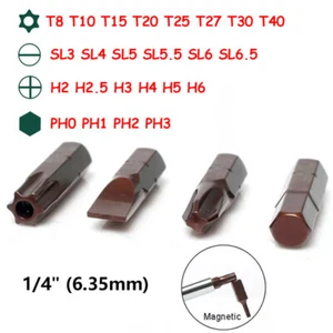 1/4" Hex Shank Torx/Hex/Cross/Slot Bit Drill Magnetic S2 Steel Screwdriver Bits - Picture 1 of 32