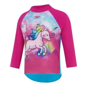 Speedo Toddler Girls Galloping Rainbow Unicorn Long Sleeve Sun Top, Toddler Girl - Picture 1 of 2