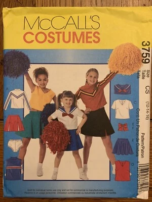 McCalls Cheerleader Costume Pattern Skirt Top Panties Girl Size 12-16 UNCUT 3759 - Image 1 of 2
