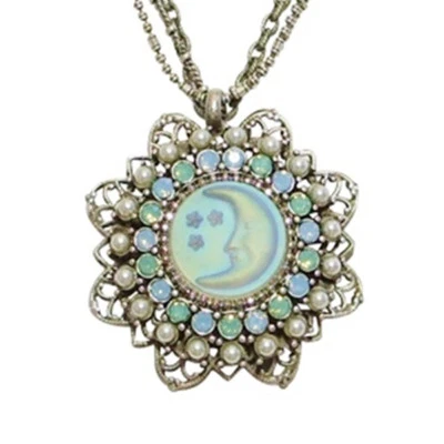 Sweet Romance Iridescent Crescent Moon and Stars Necklace ~Made in Los Angeles~ - Image 1 of 4