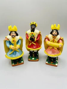Vintage Estremoz Portugal Clay Figures Nativity 3 Kings Signed Quirina Marmelo - Picture 1 of 10