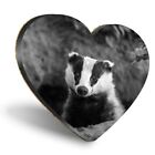 Heart Mdf Coasters   Bw   Badger Sett Wildlife Animal 36727