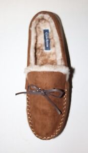 Club Room Mens Slip-On Moccasin Faux-Fur Slippers Brown Large 10-11