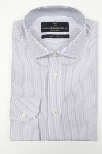 Versace 1969 camicia uomo bianca a righe taglia 15 5" 40 Made in Italy regalo per lui