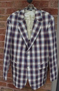 Vintage Mens Sport Coat Blazer Plaid 1980's Classic Retro - Picture 1 of 19