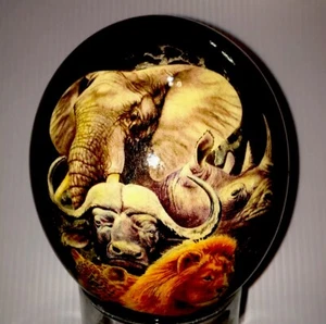 Africa's Big Five Ostrich Egg Metallic and Brown Decorative - Picture 1 of 7